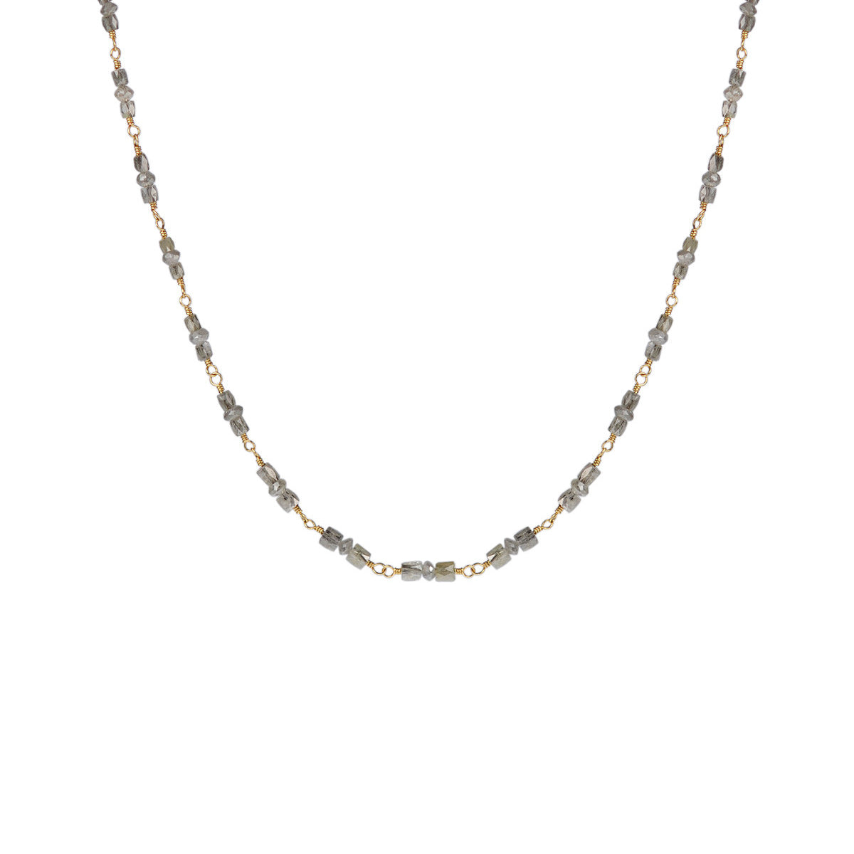 18K Gold Full Grey Diamond Station Chain