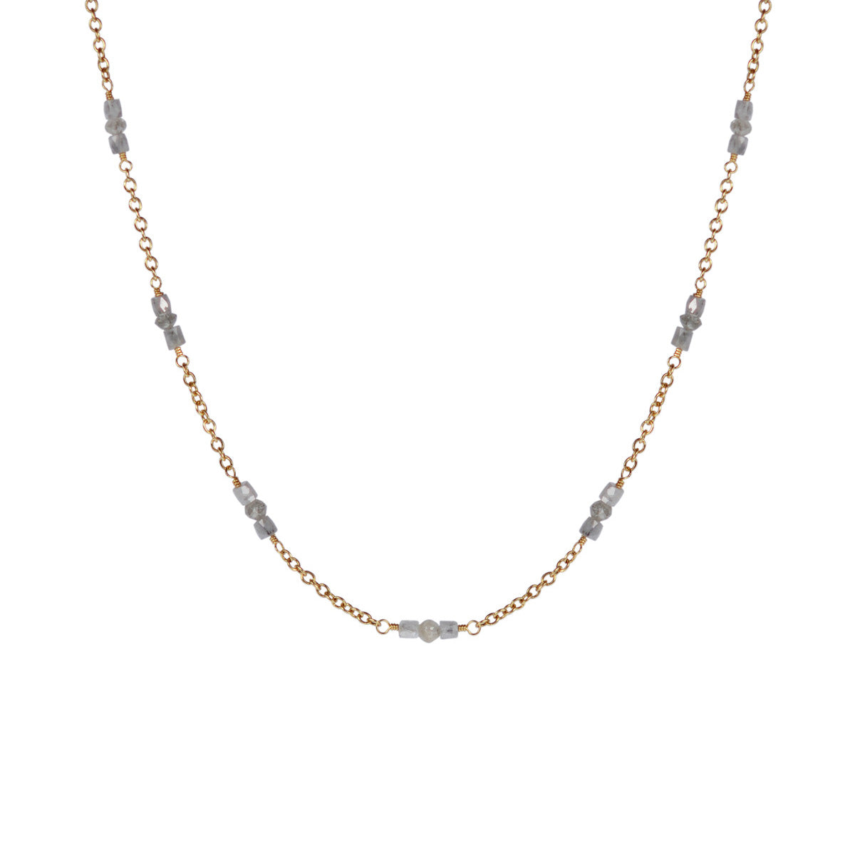 18K Gold Grey Diamond Station Chain