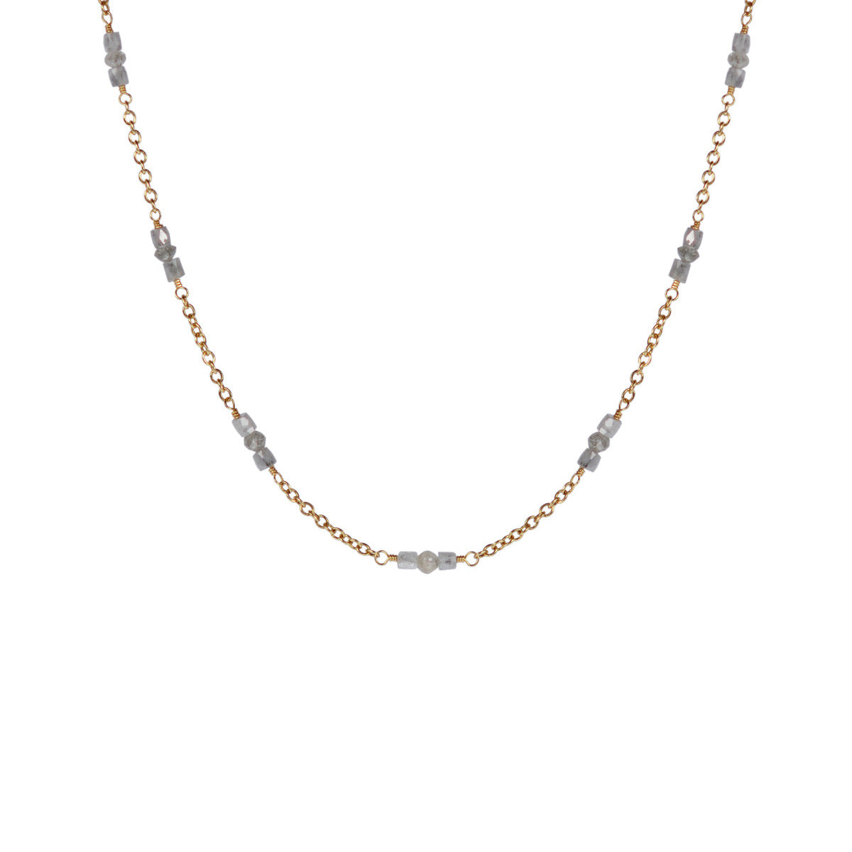 18K Gold Grey Diamond Station Chain