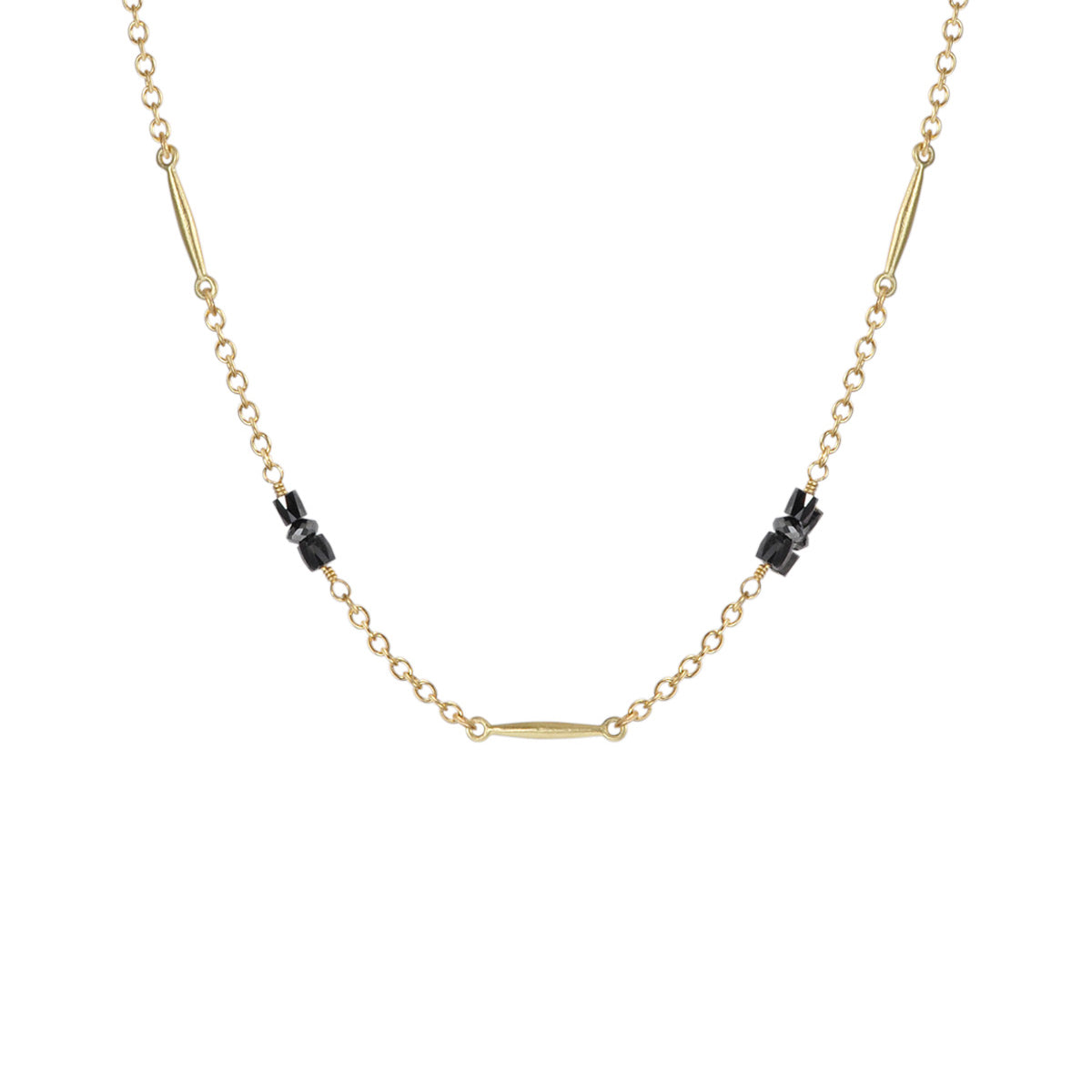 18K Gold Lure Necklace with Black Diamonds
