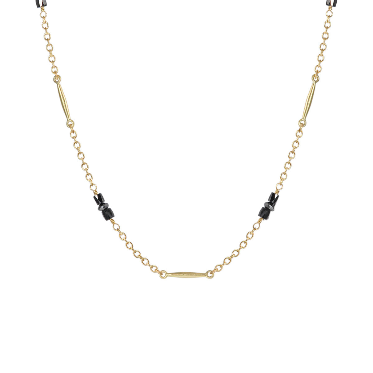 18K Gold Lure Necklace with Black Diamonds