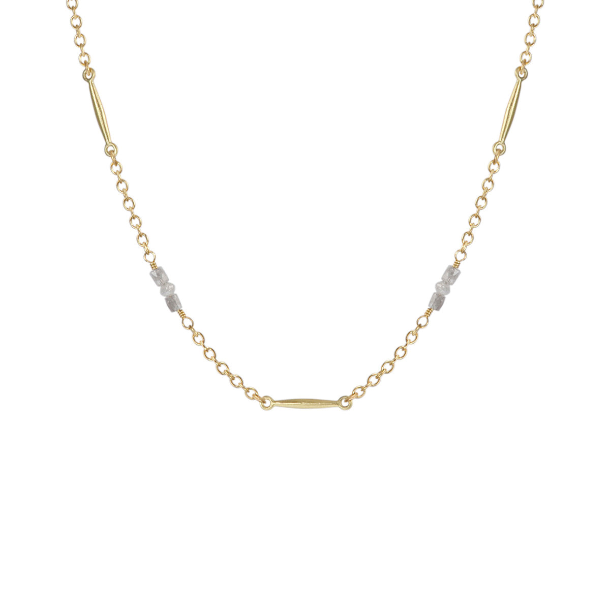 18K Gold Lure Necklace with Grey Diamonds