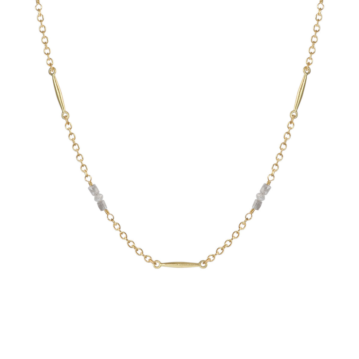 18K Gold Lure Necklace with Grey Diamonds