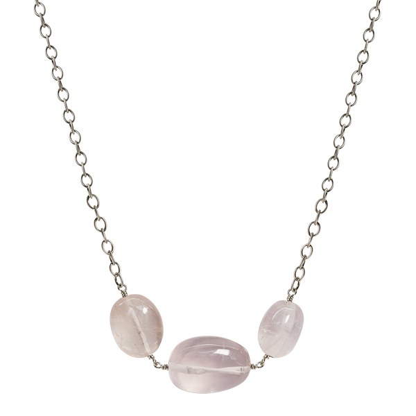 Sterling Silver Rose Quartz Bead Necklace on Chain