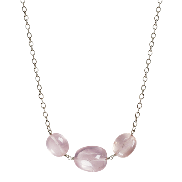 Sterling Silver Rose Quartz Bead Necklace on Chain