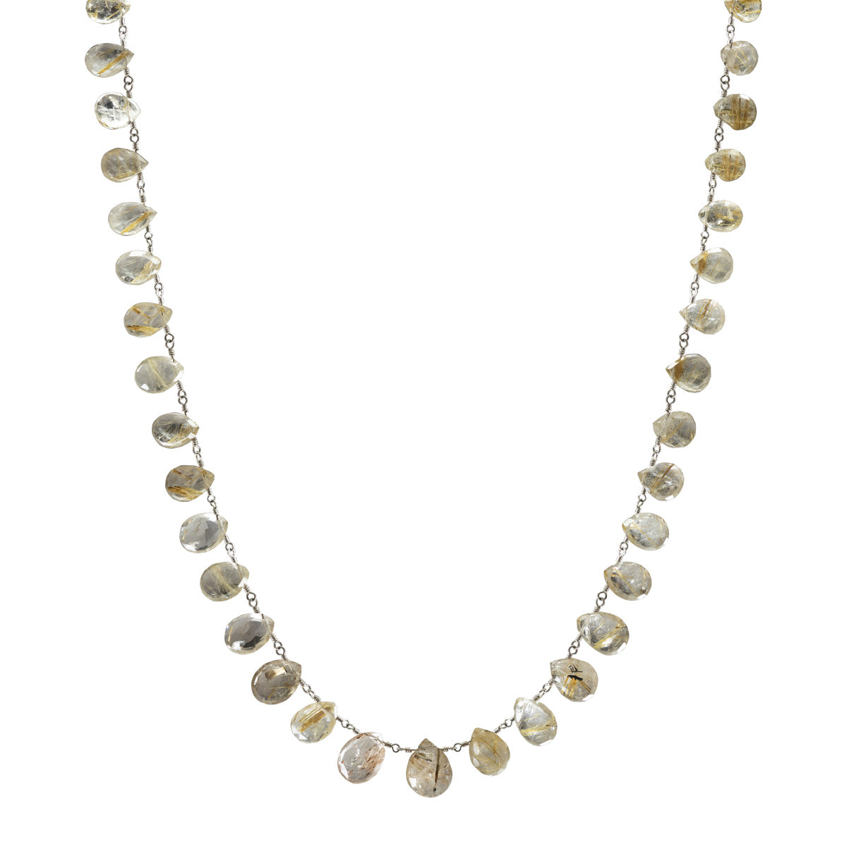 Sterling Silver Rutilated Quartz Faceted Teardrop Necklace