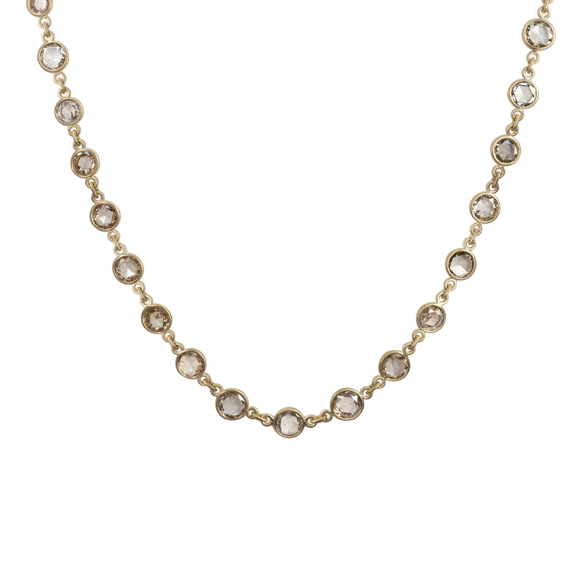 5 ct. Double-Sided Natural Brown Rose Cut Diamond Necklace in 18K Gold