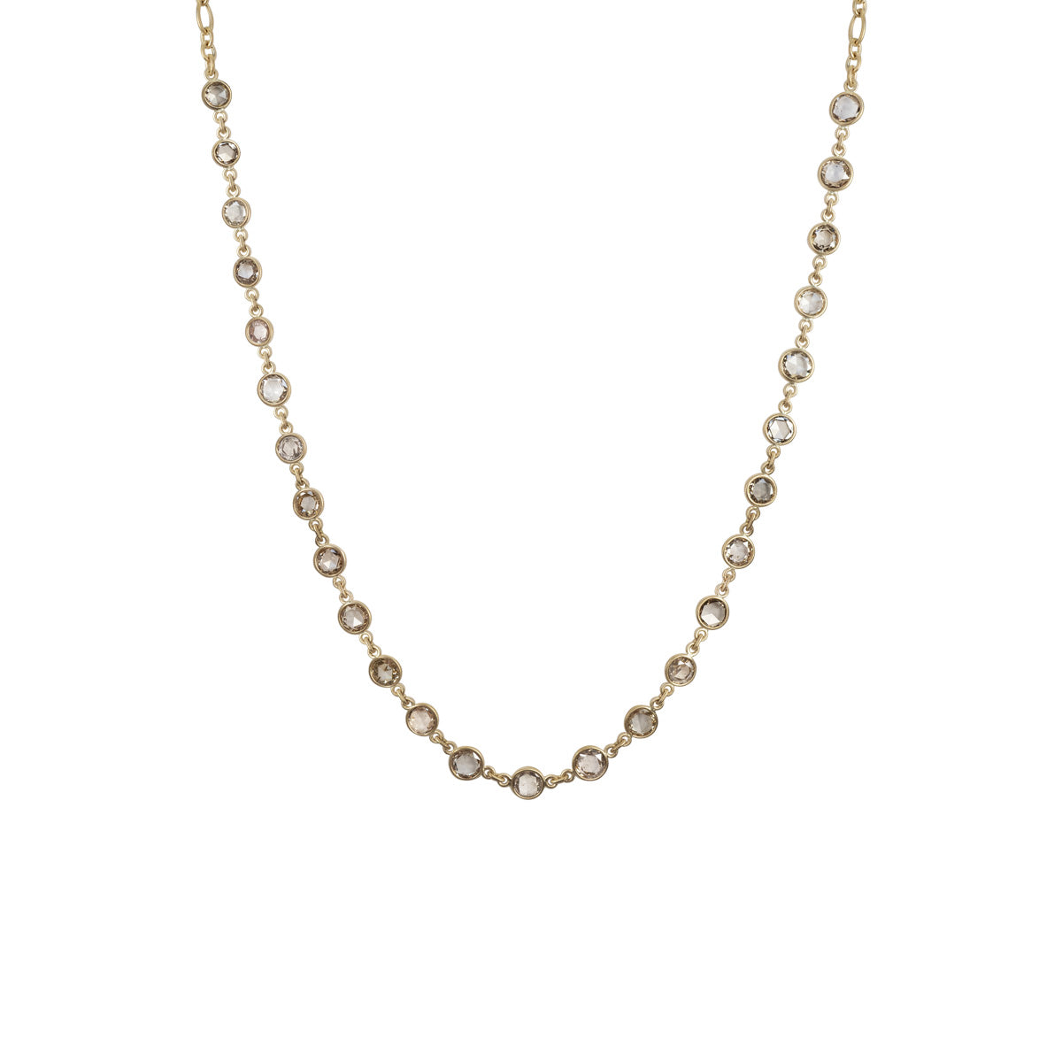 5 ct. Double-Sided Natural Brown Rose Cut Diamond Necklace in 18K Gold