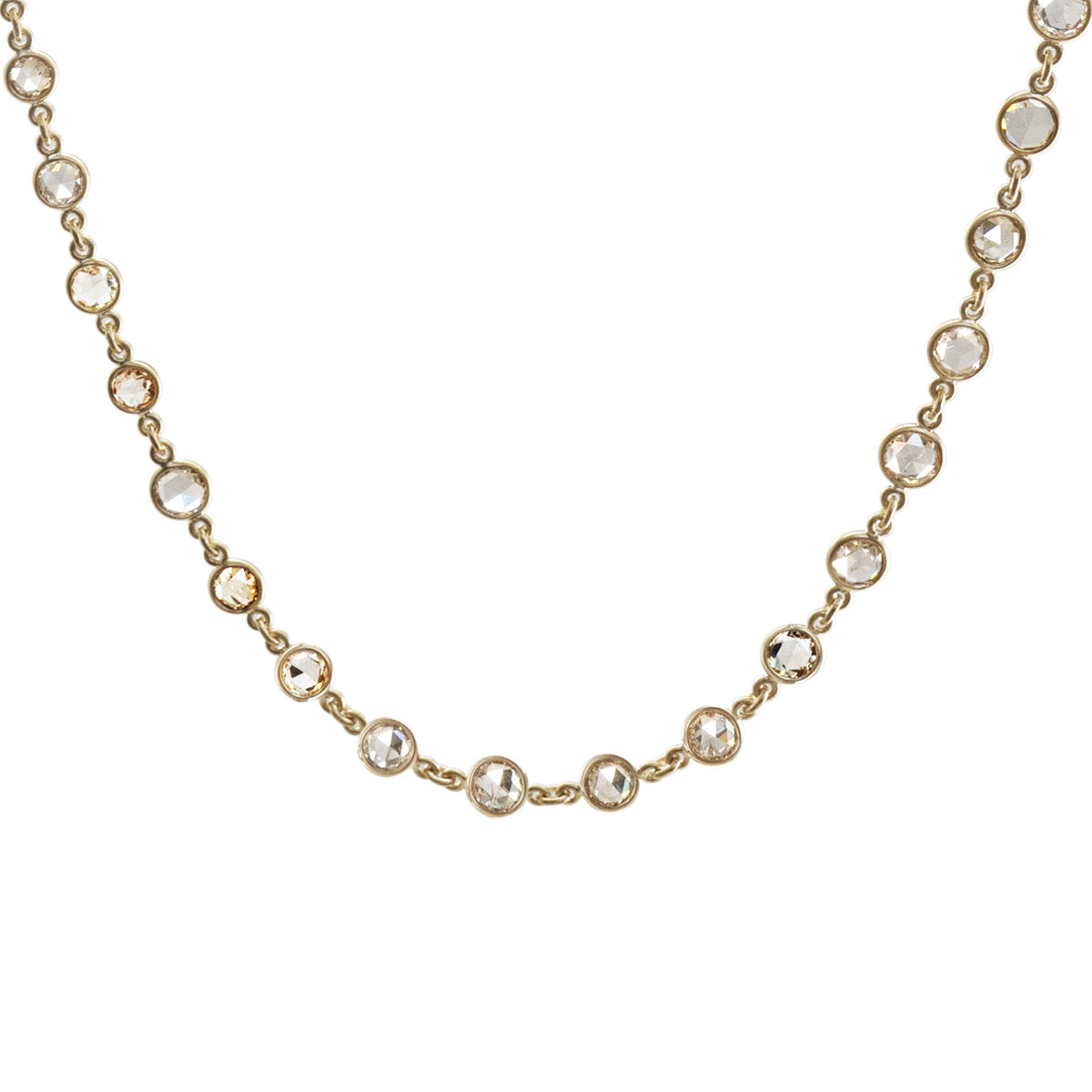 7.2 ct. Double-Sided Natural Brown Rose Cut Diamond Necklace in 18K Gold