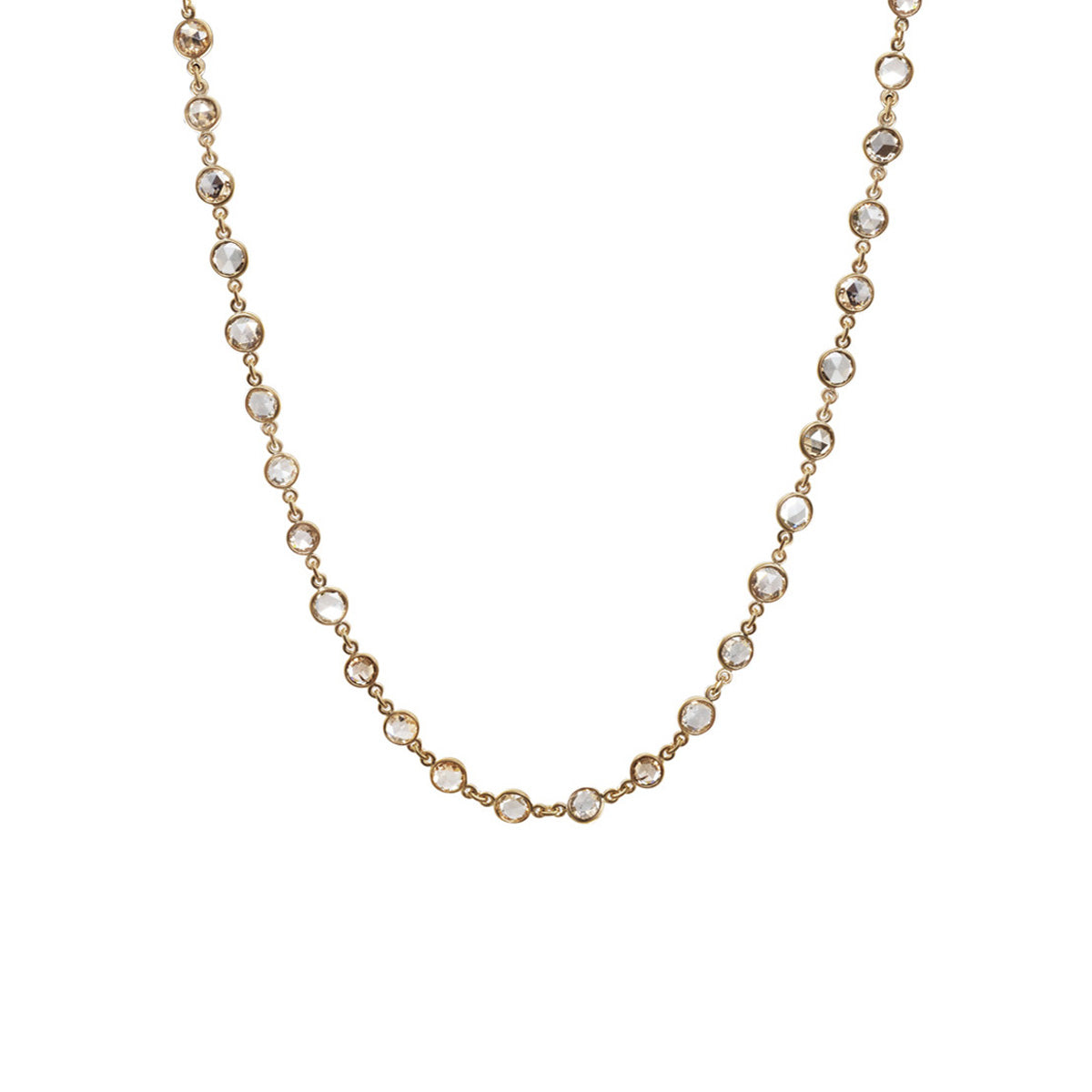 5 ct. Double-Sided Natural Brown Rose Cut Diamond Necklace in 18K Gold