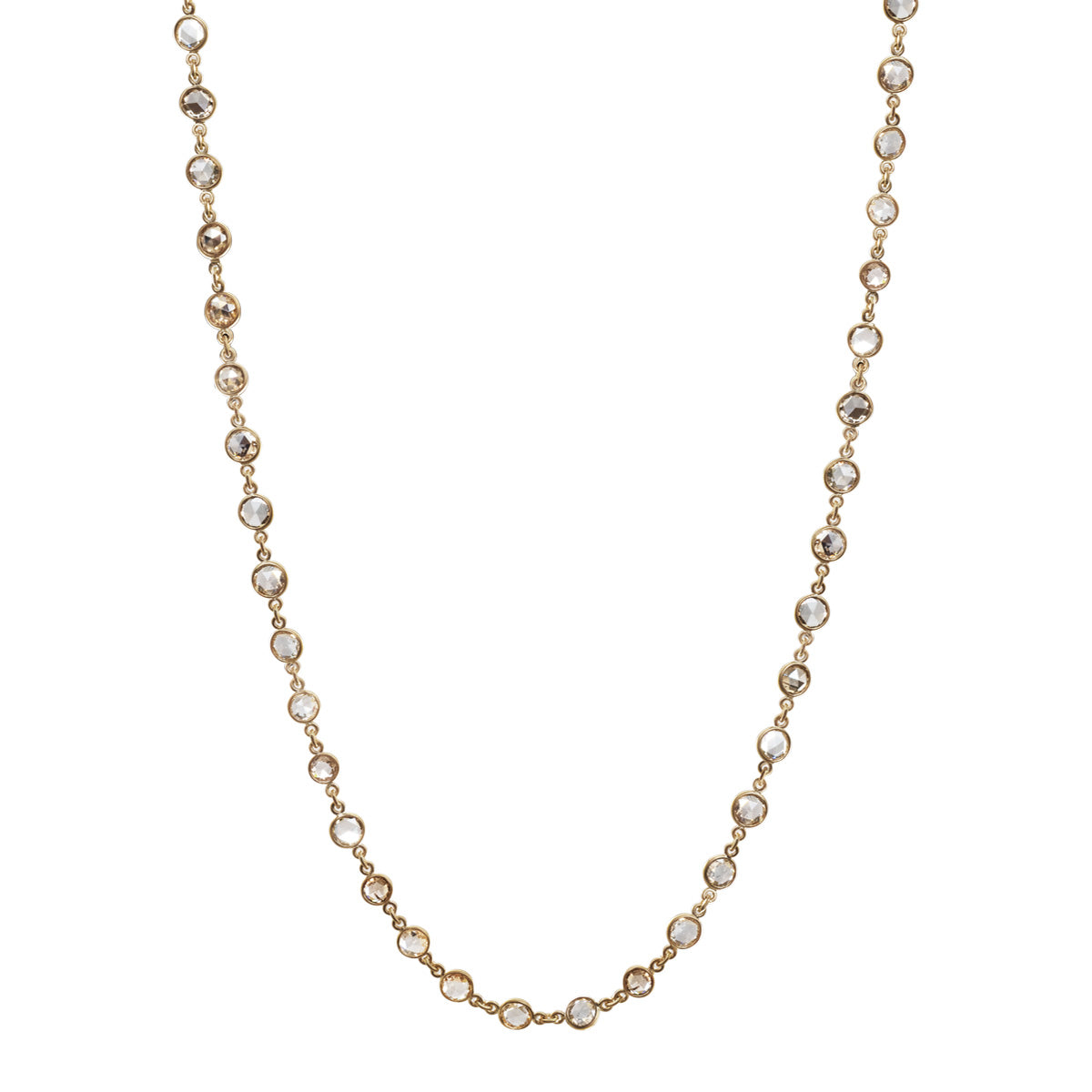 6.66 ct. Double-Sided Natural Brown Rose Cut Diamond Necklace in 18K Gold