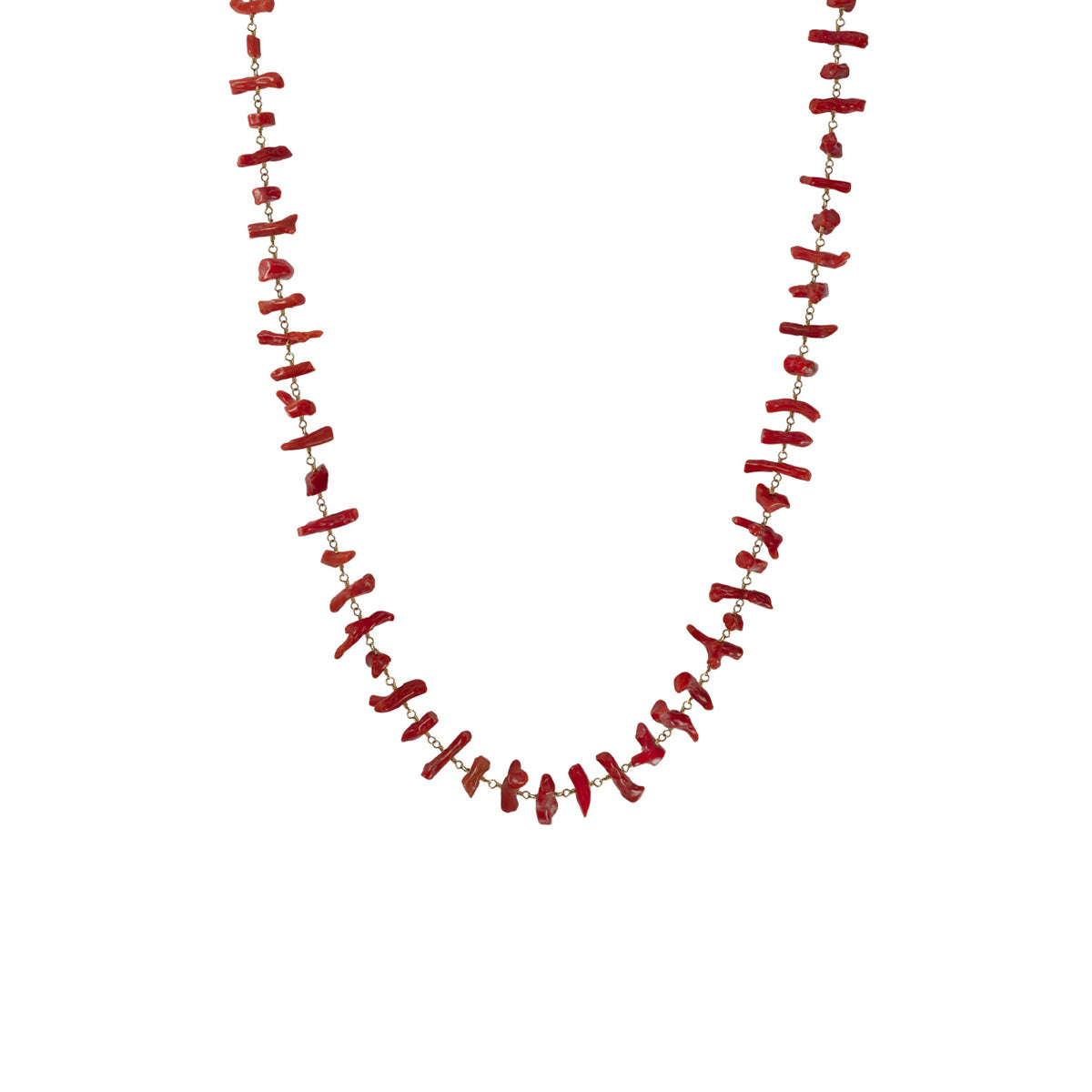 18K Gold Vintage Mediterranean Coral Branch Necklace