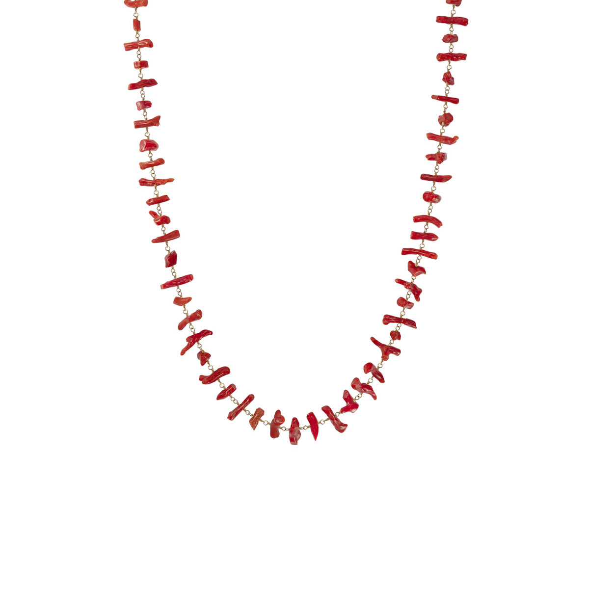 18K Gold Vintage Mediterranean Coral Branch Necklace