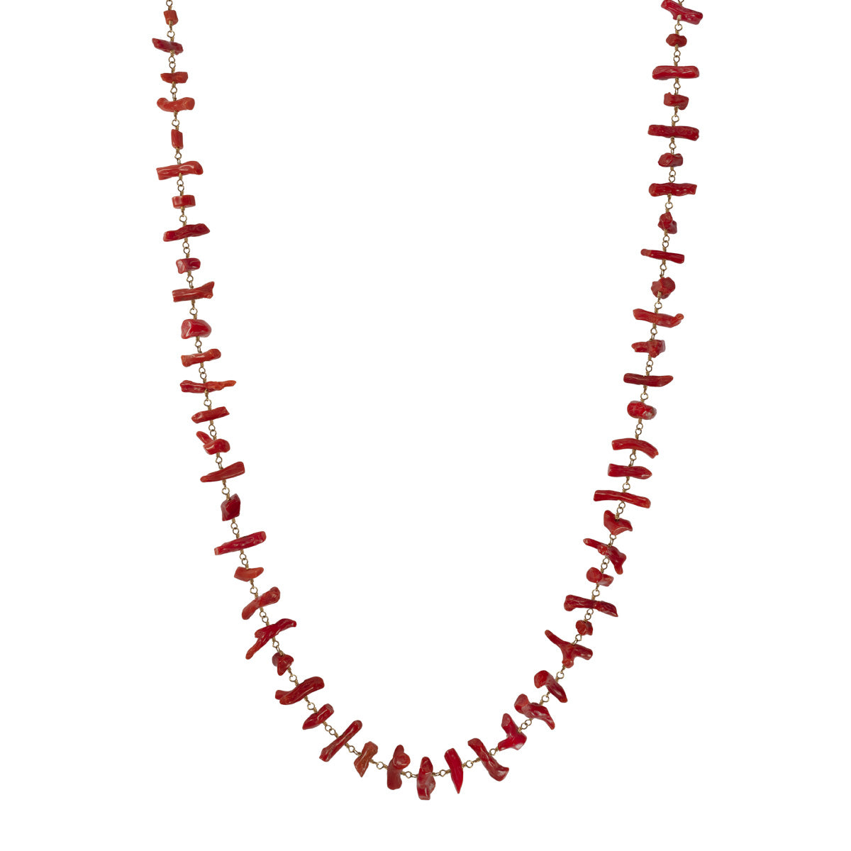 18K Gold Vintage Mediterranean Coral Branch Necklace