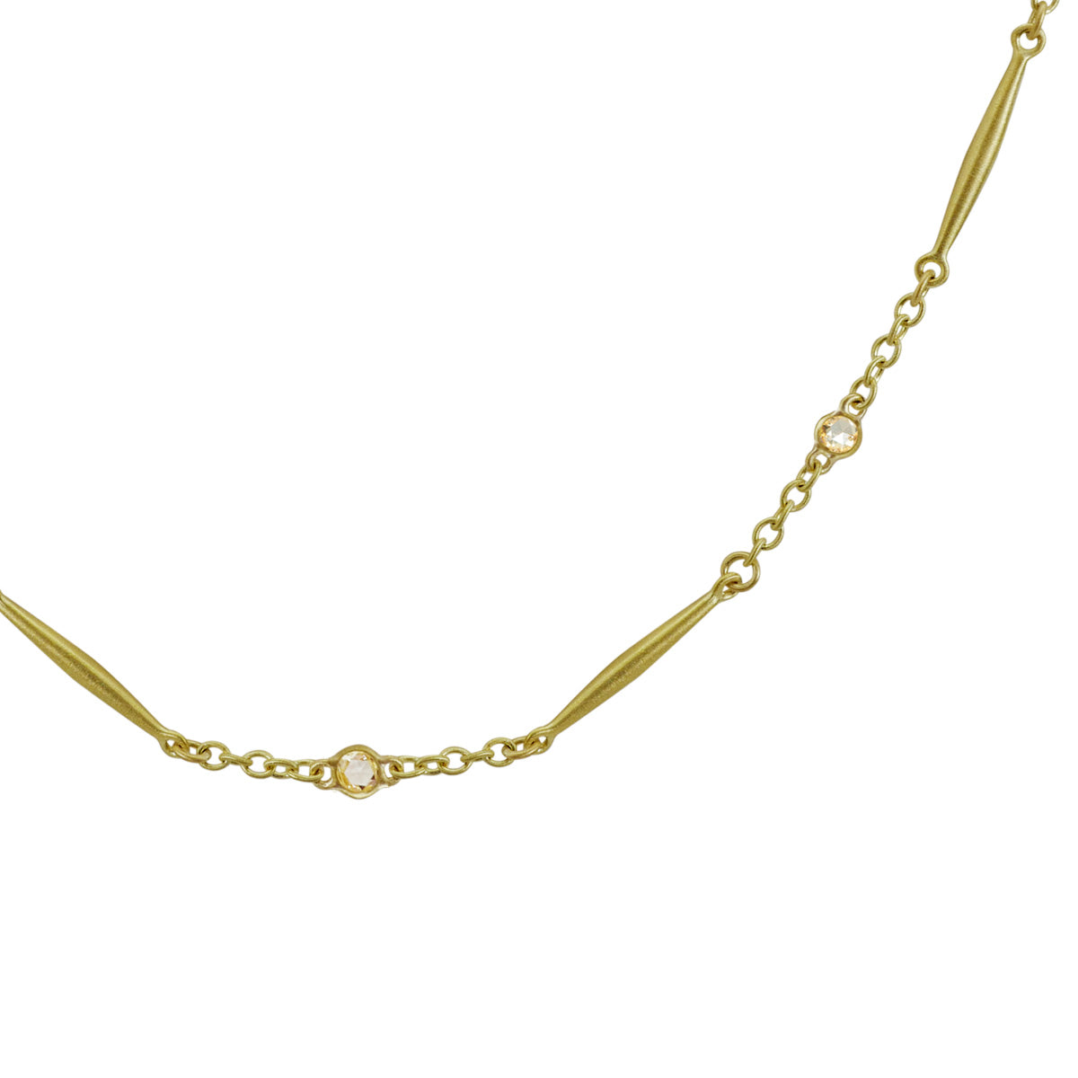 18K Gold Lure Chain with Rose Cut Diamonds