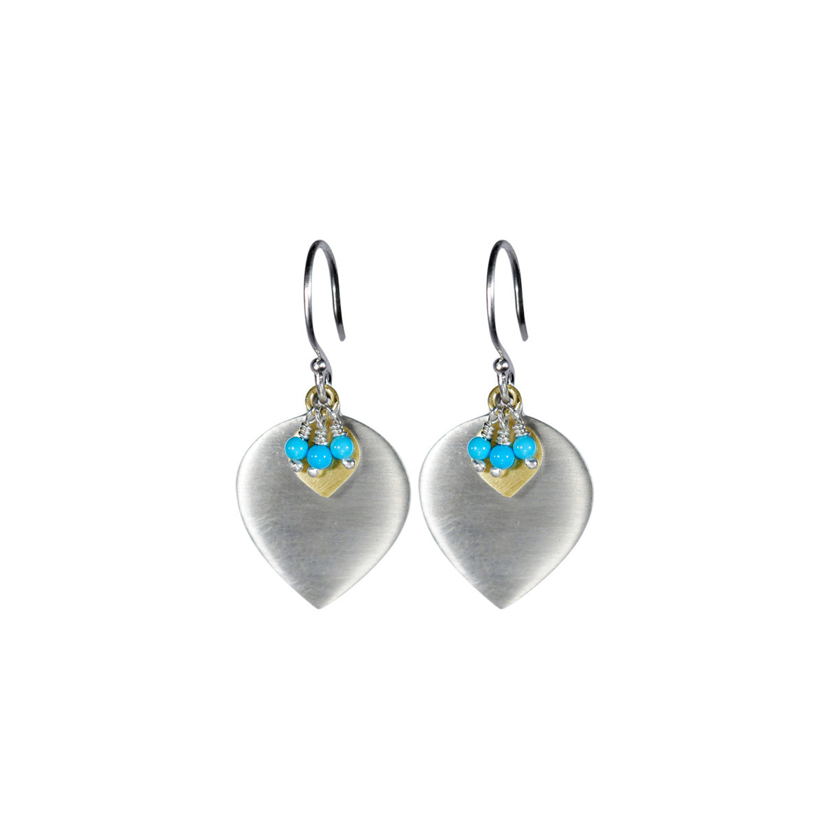 Sterling Silver & 10K Gold Lotus Earring with Turquoise