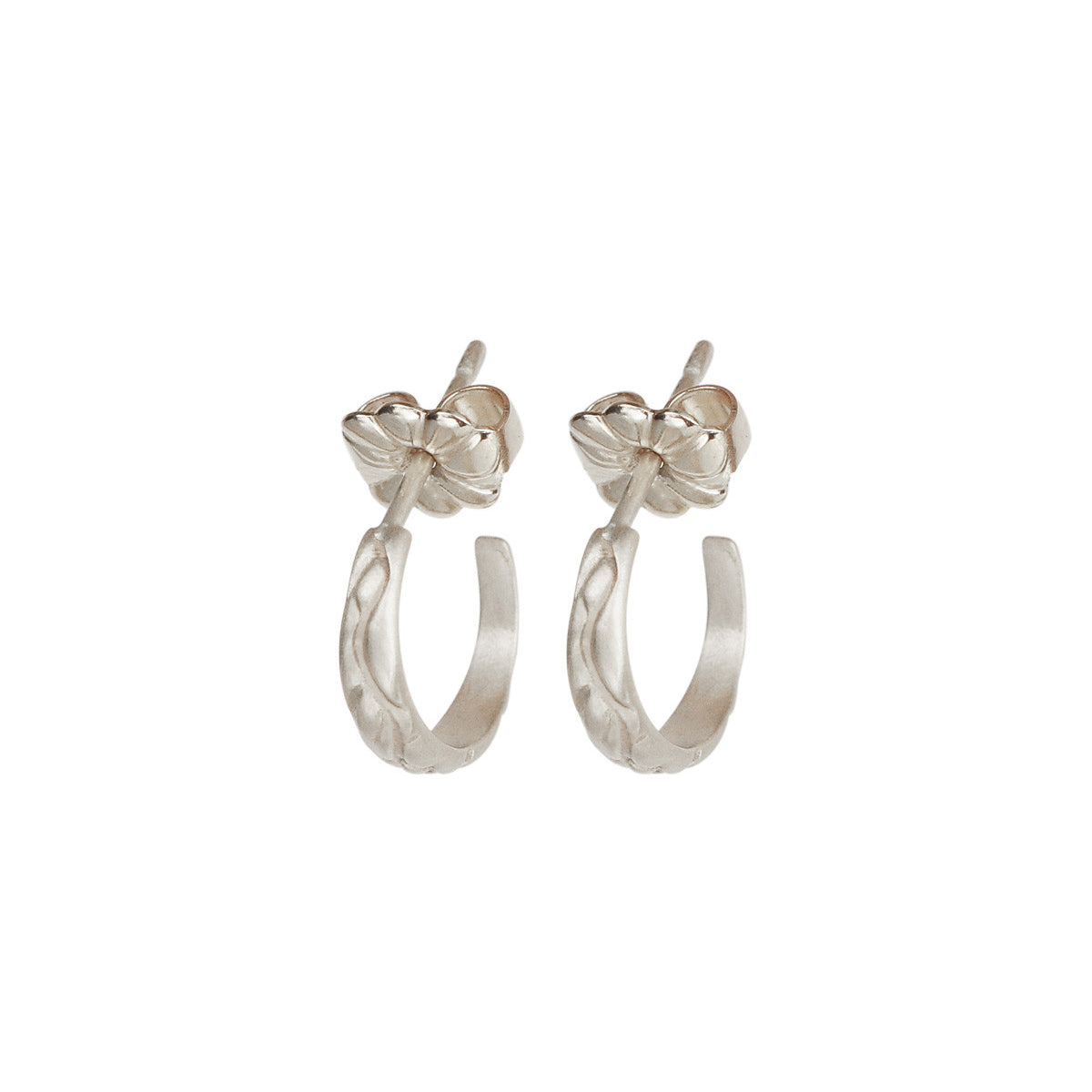 Sterling Silver Tiny Carved Hoop Earrings