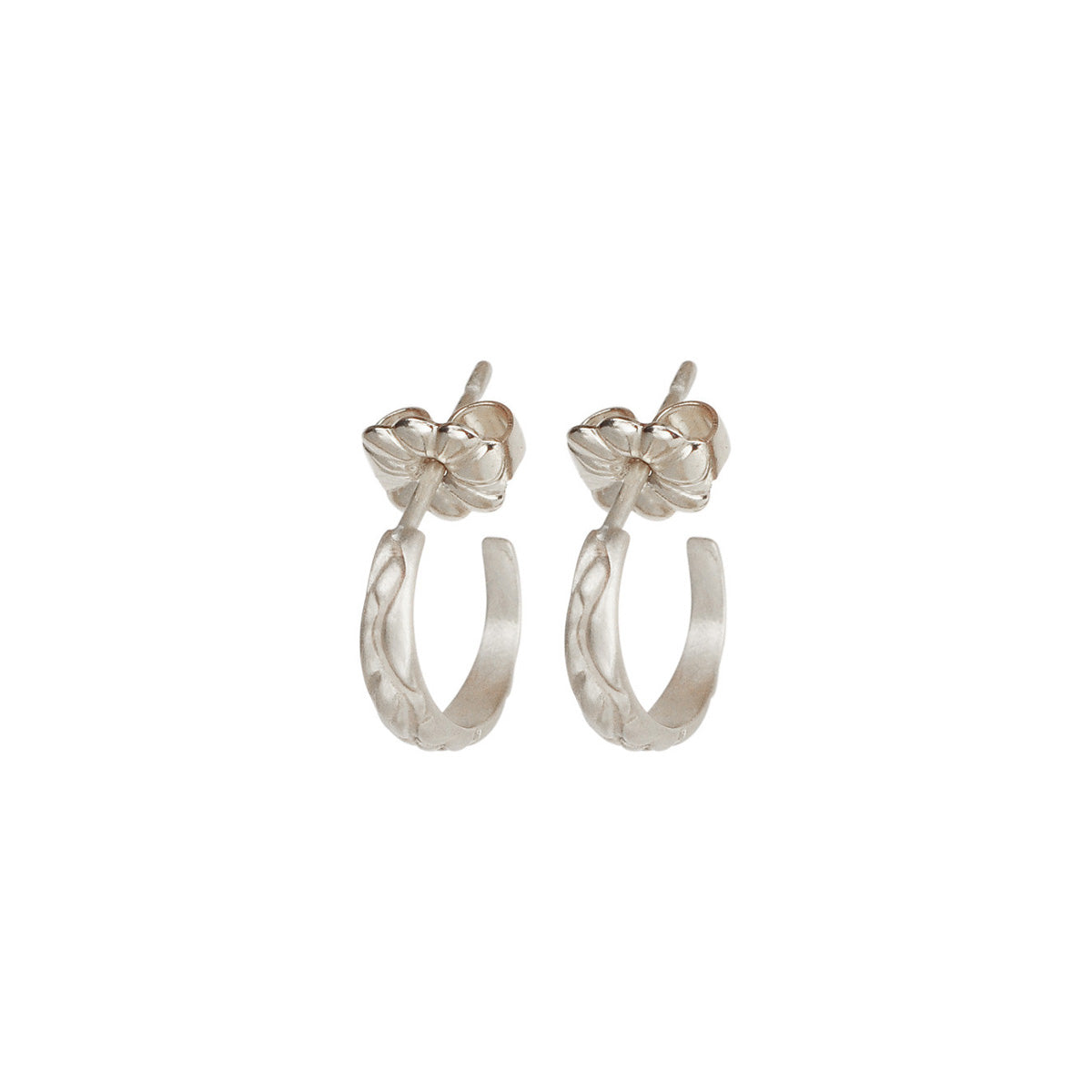 Sterling Silver Tiny Carved Hoop Earrings