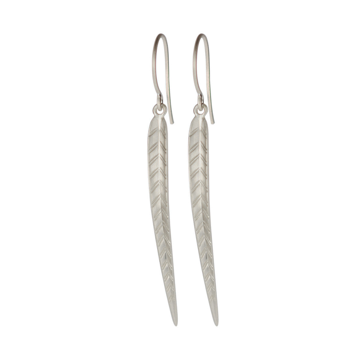 Sterling Silver Long Leaf Earrings