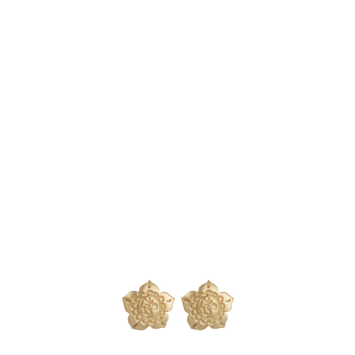 10K Gold Om Flower Petal Stud Earrings