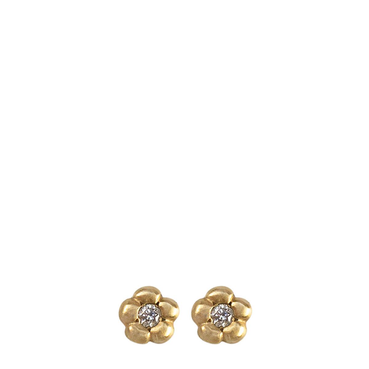 10K Gold Daisy Flower Stud Earrings with Diamond
