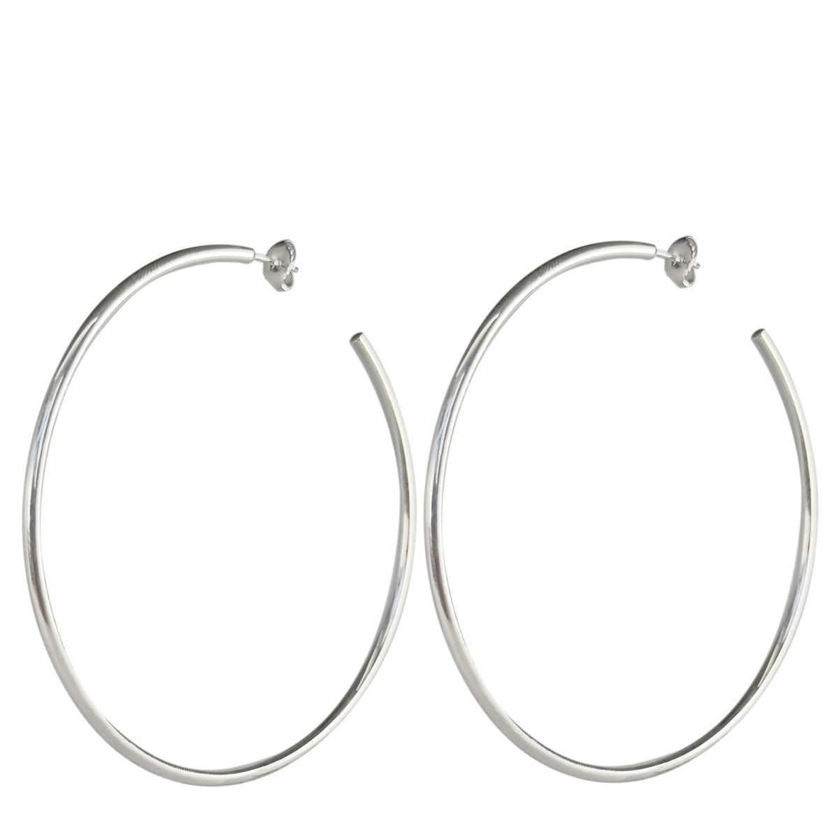 Sterling Silver Large Round Hoop Earrings