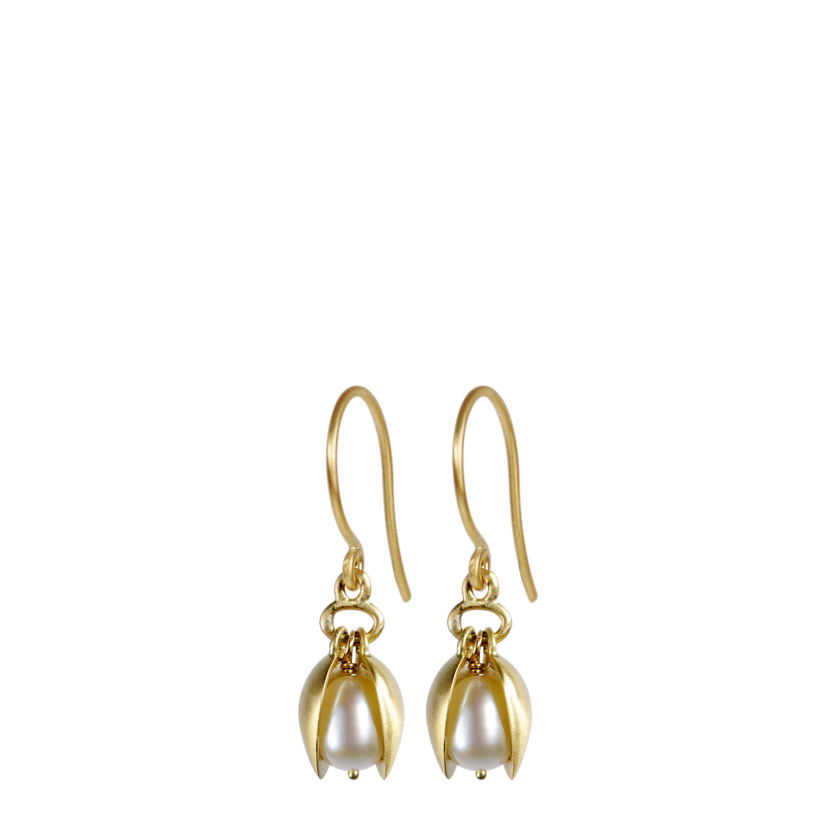 18K Gold Small Pod Earrings with Pearls