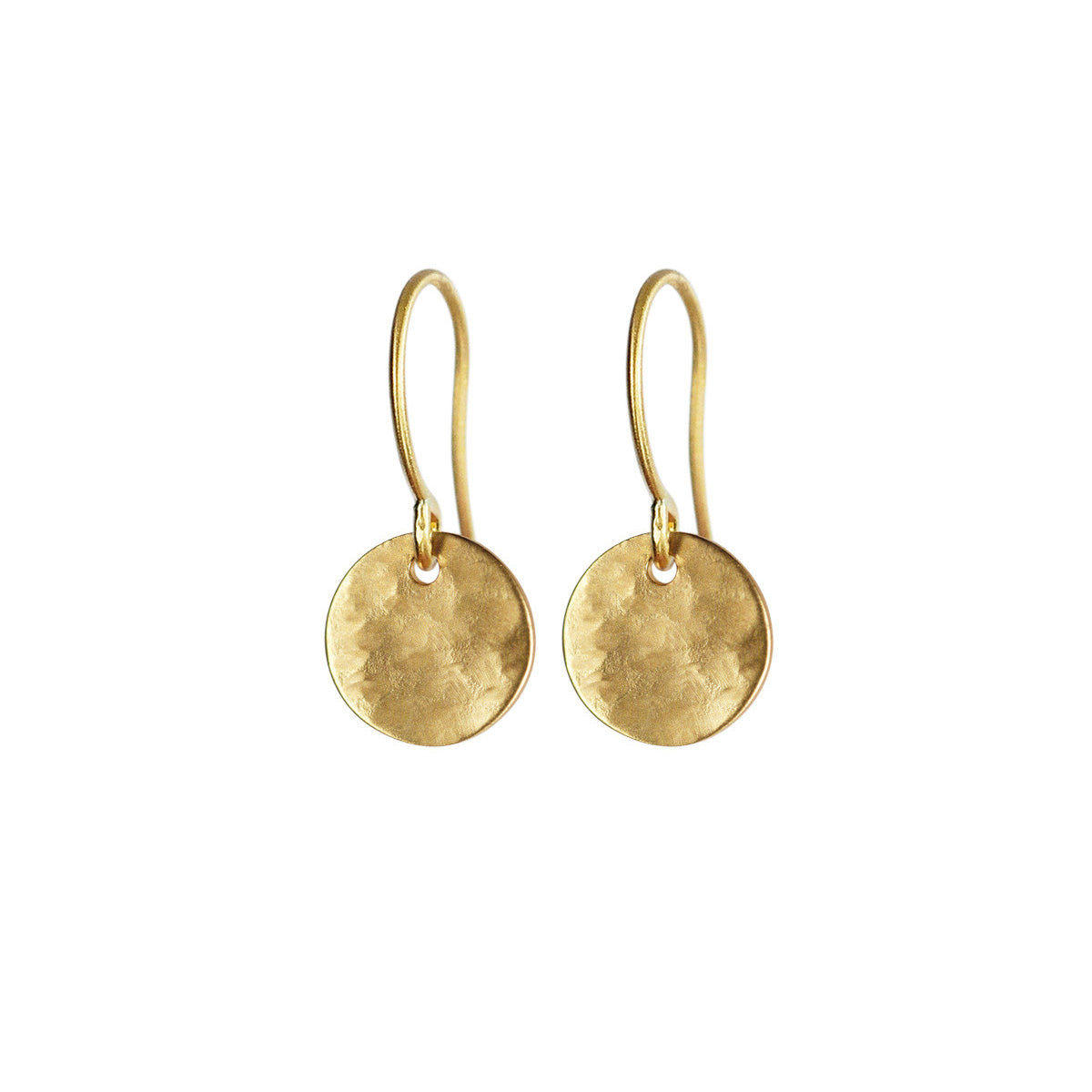 18K Gold Small Hammered Disc Earrings