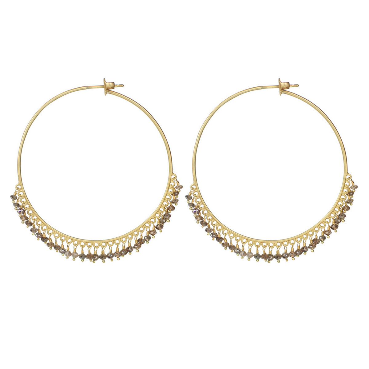 18K Gold Large Brown Diamond Endless Hoop Earrings