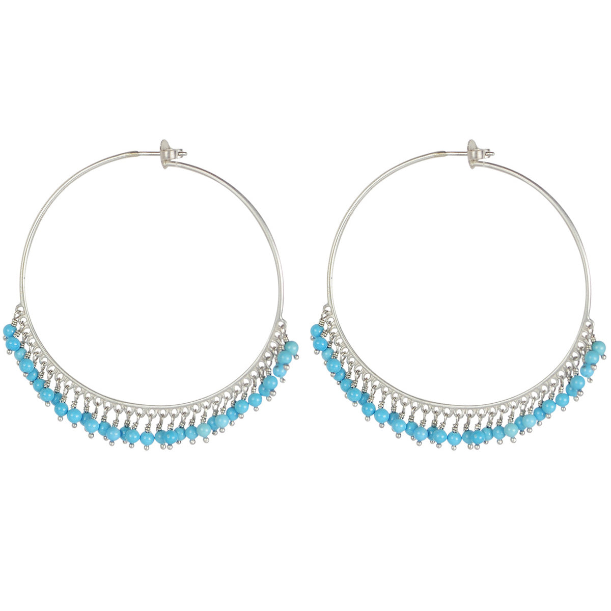 Sterling Silver Large Turquoise Endless Hoop Earrings