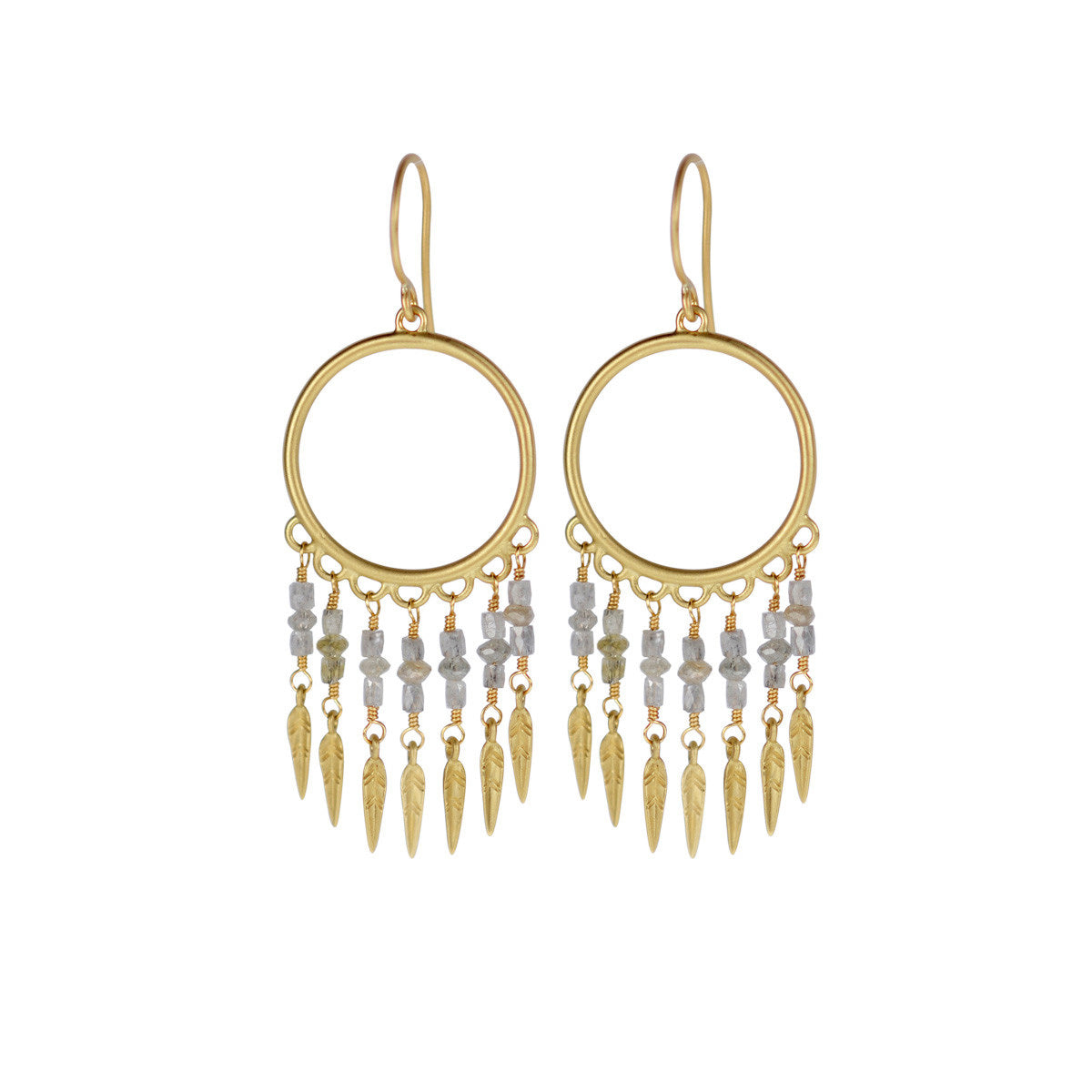 18K Gold Small Grey Diamond Dream Catcher Earrings