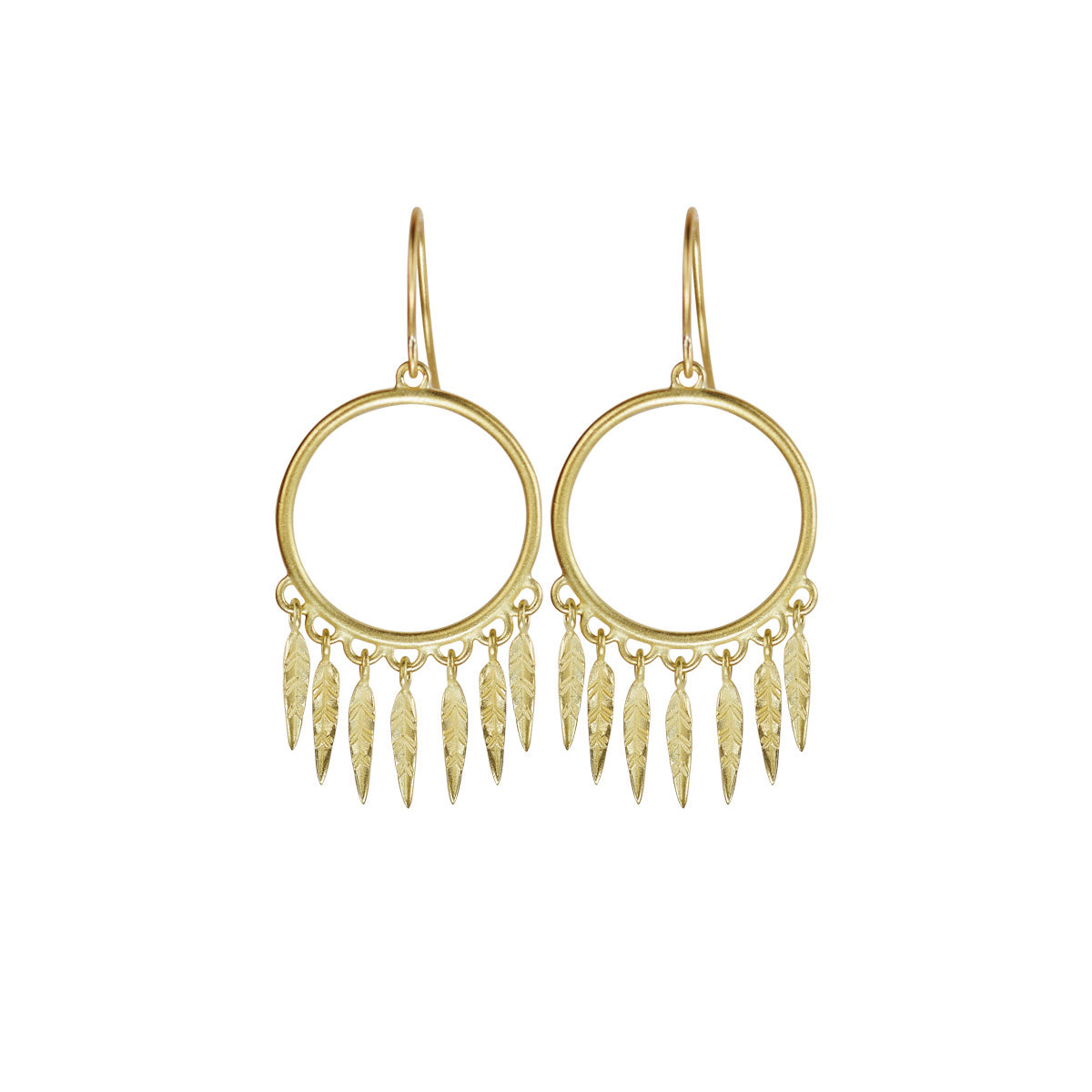 18K Gold Small Dream Catcher Earrings