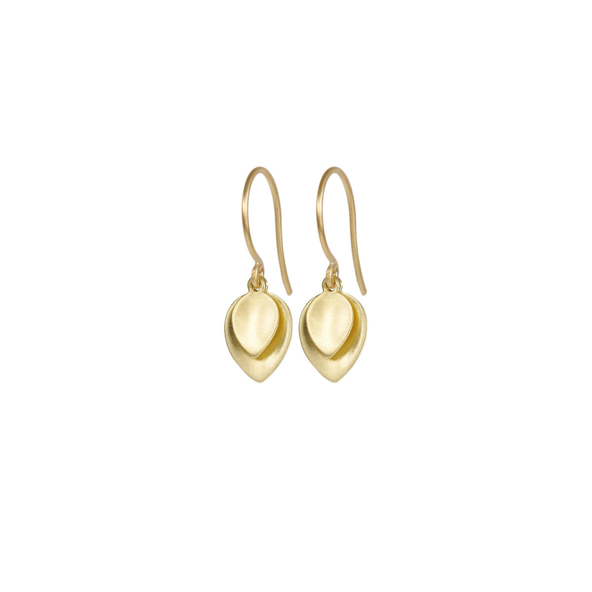 18K Gold Small Double Lotus Petal Earrings