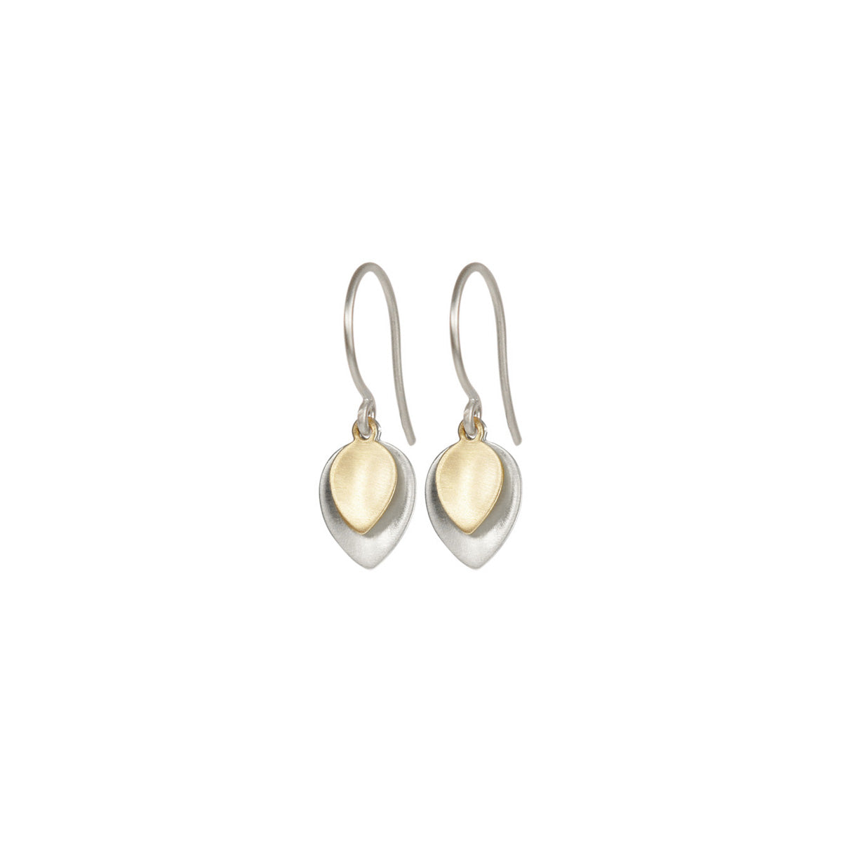 Sterling Silver & 10K Gold Small Double Lotus Petal Earrings