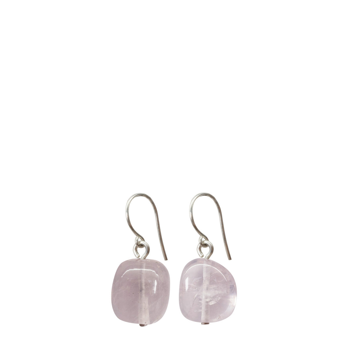 Sterling Silver Rose Quartz Bead Drop Earrings