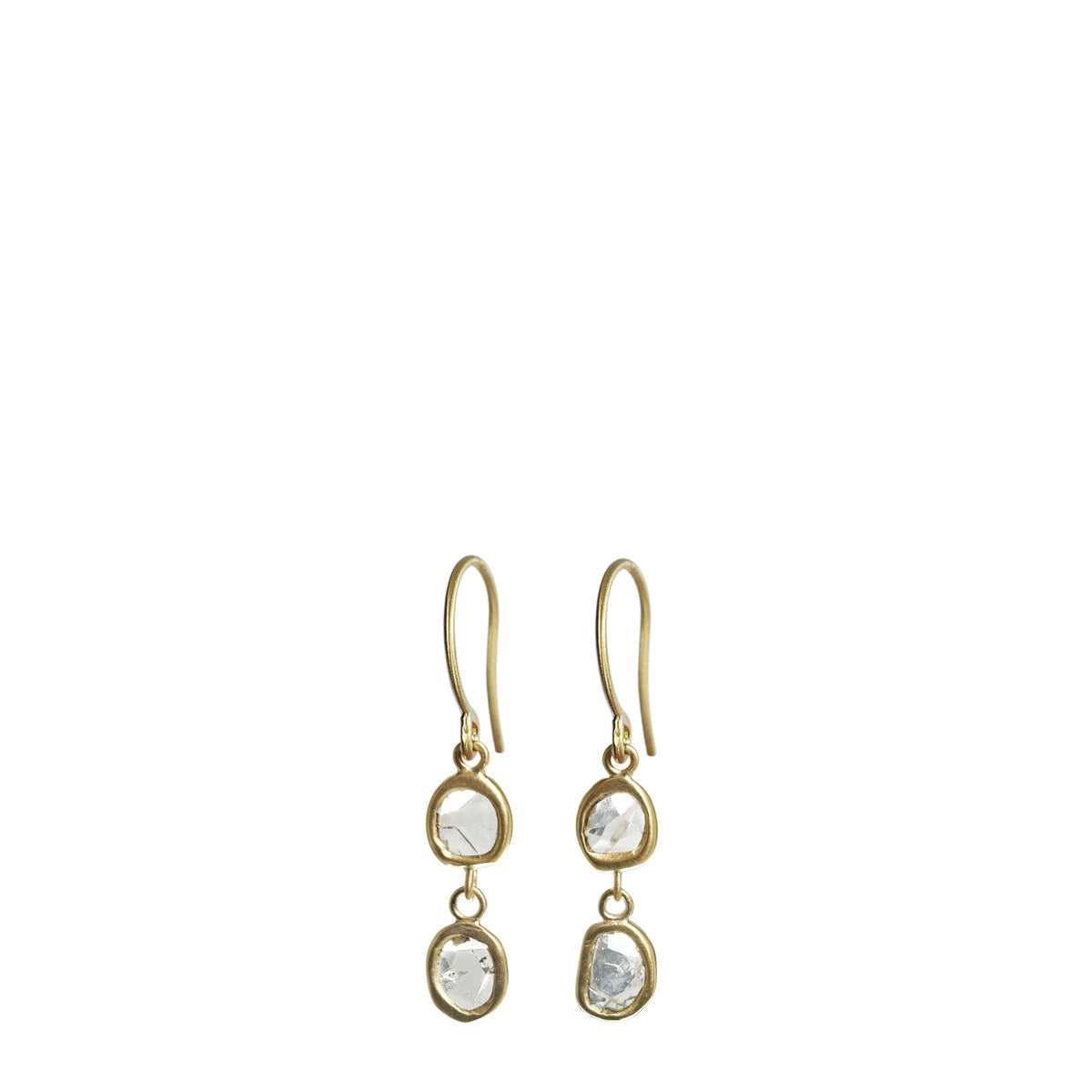 18K Gold Double Flat Diamond Earrings