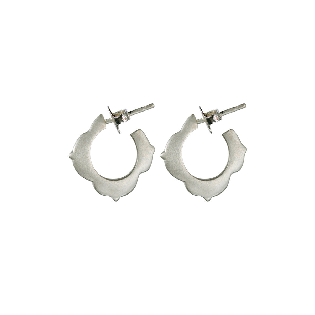 Sterling Silver Small Lotus Hoop Earrings