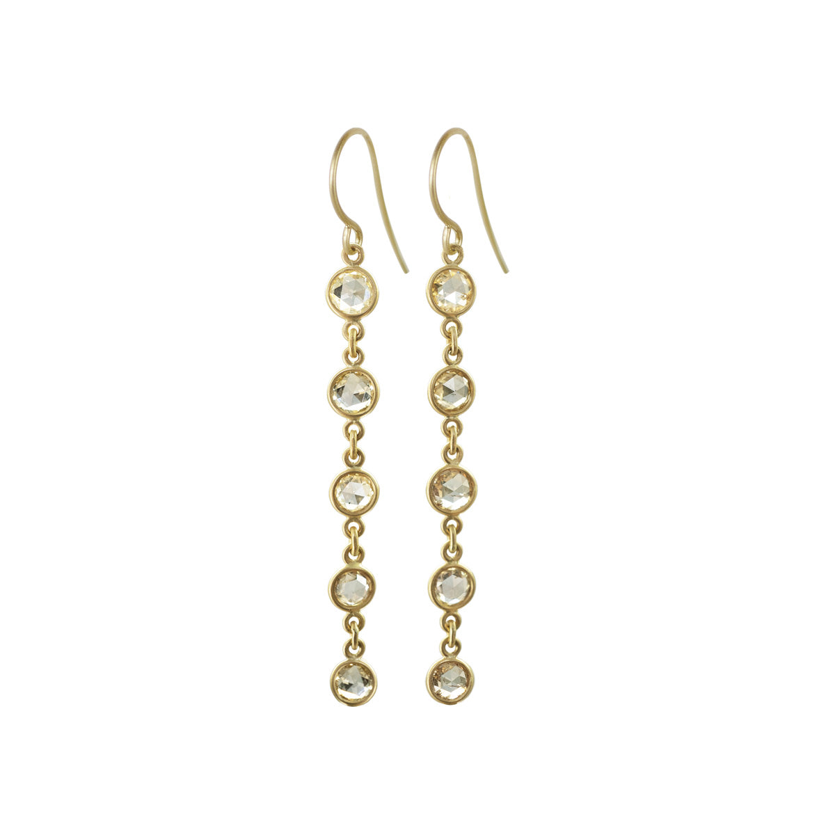 2 ct. Natural Brown Rose Cut Diamond Earrings in 18K Gold
