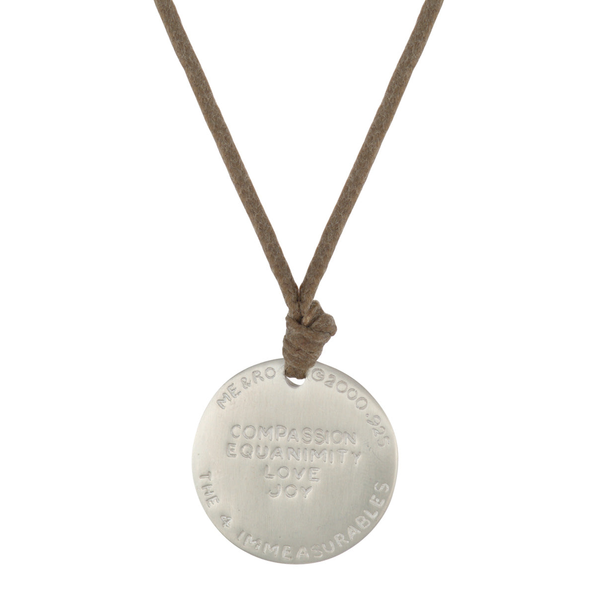 Sterling Silver &#39;Four Immeasurables&#39; Pendant on Natural Cord