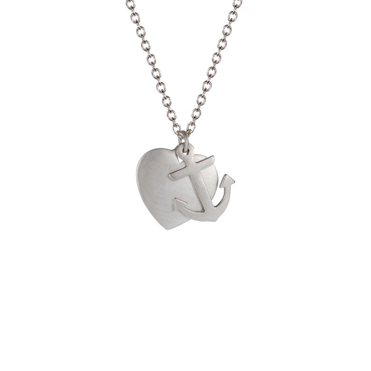 Sterling Silver New York Presbyterian Heart and Anchor Pendant