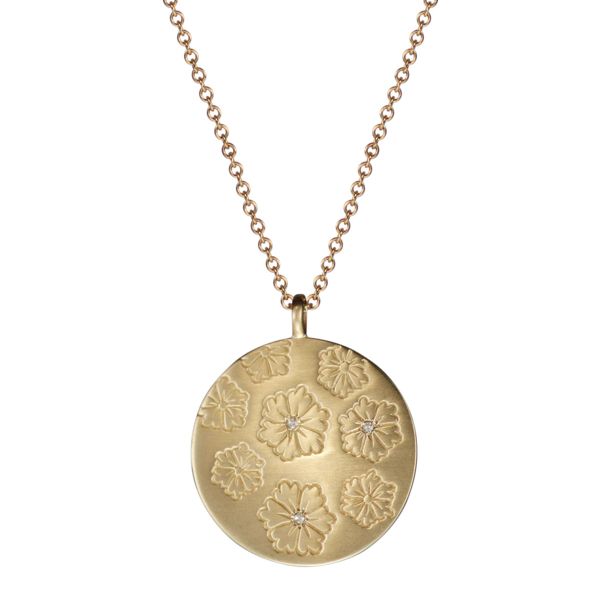 10K Gold Large Double Sided Geisha Pendant with Diamonds