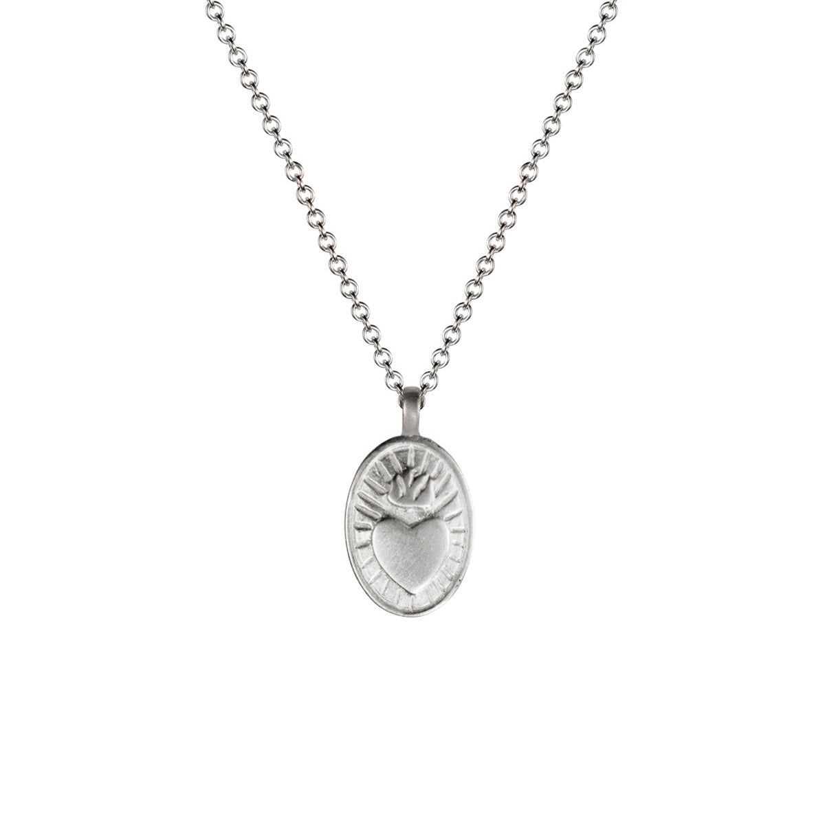 Sterling Silver Small Heart with Flames Pendant