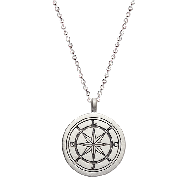 Silver Compass Mod Sterling Silver Compass Pendant - Me&Ro
