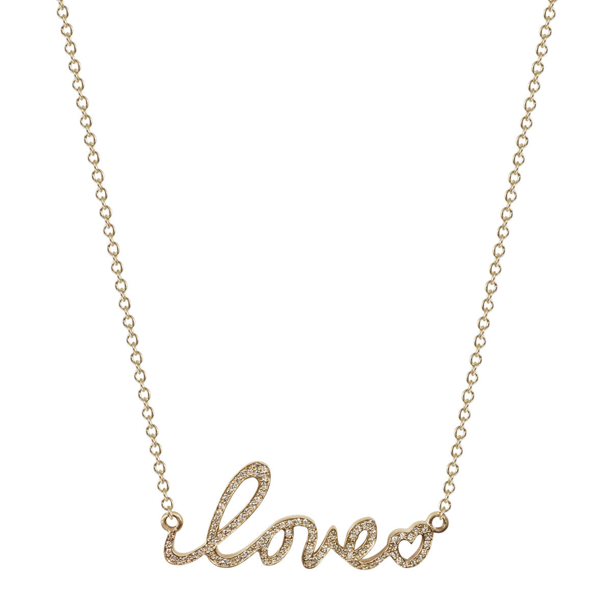 10K Gold Love & Heart Pendant with Diamonds