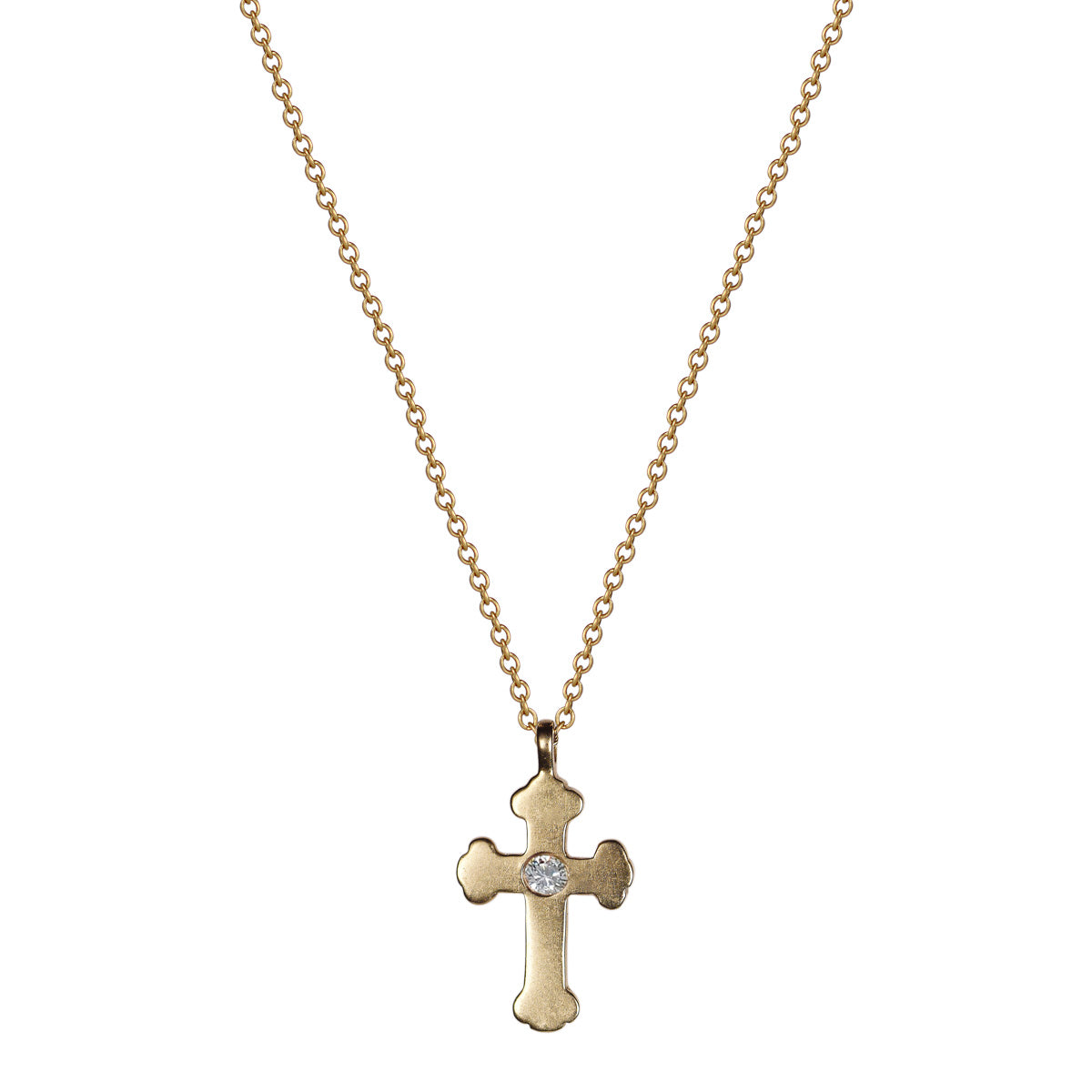 10K Gold Rosary Cross Pendant with Diamond