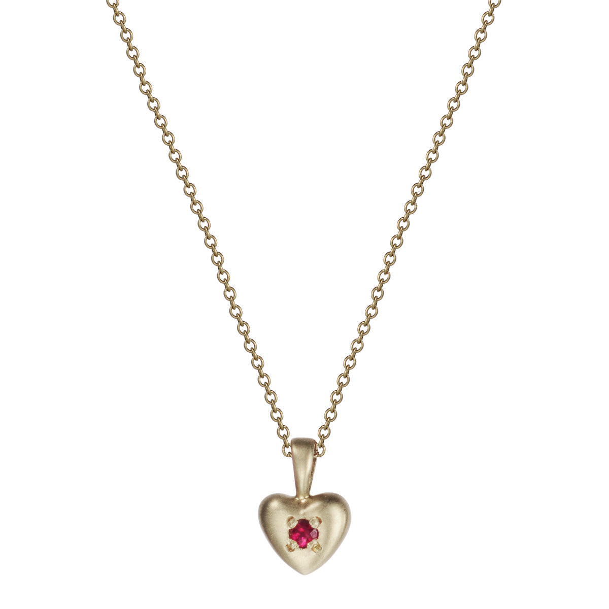 10K Gold Tiny Heart Pendant with Ruby