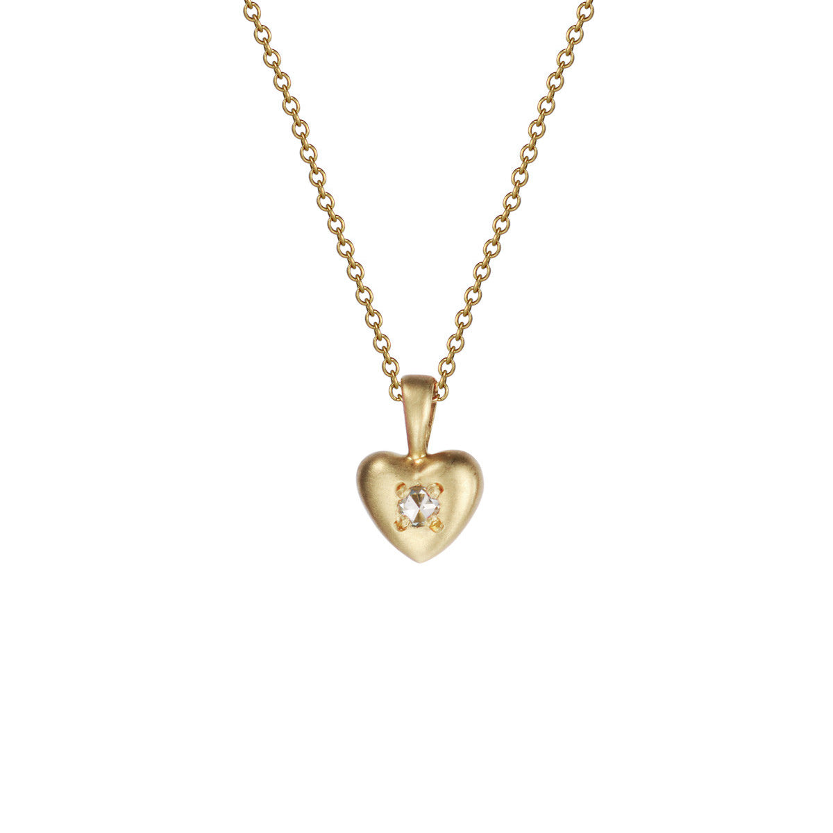 18K Gold Tiny Heart Pendant with Diamond