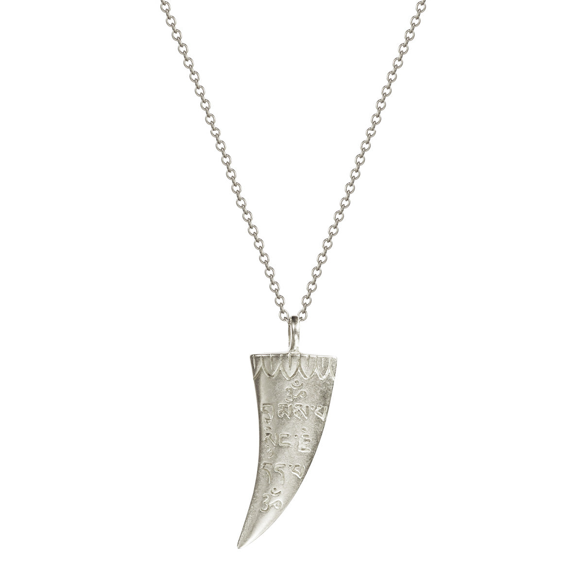 Platinum Small Pave Diamond Tibetan Horn Pendant