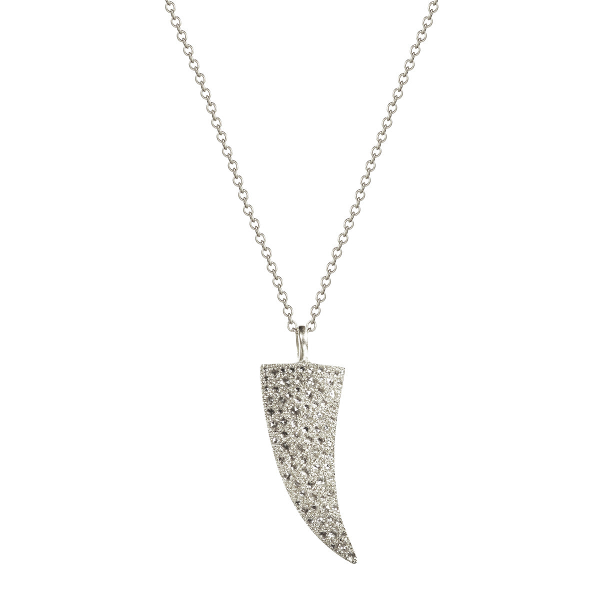 Platinum Small Pave Diamond Tibetan Horn Pendant