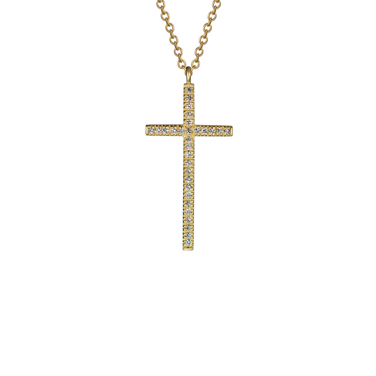 18K Gold Diamond Pave Cross Pendant